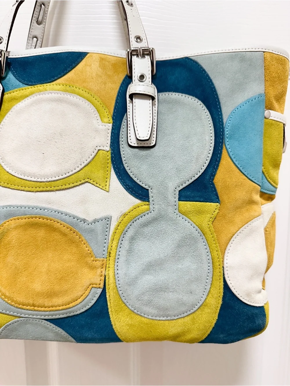 Coach Gallery Tote Optic Signature‎ Suede Patchwork Multicolor Bag Ltd Edition